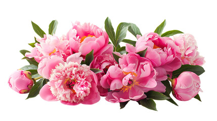 bouquet of pink peonies flowers isolated on transparent background 