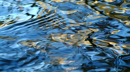 abstract pattern of water movement in river with a blue wall in the foreground