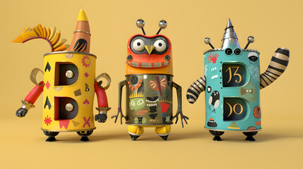 알파벳 b 를 들고 있는 3d애니메이션 캐릭터