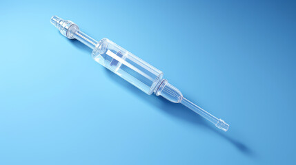 Fototapeta premium A syringe with a vaccine against diseases on a blue background.
