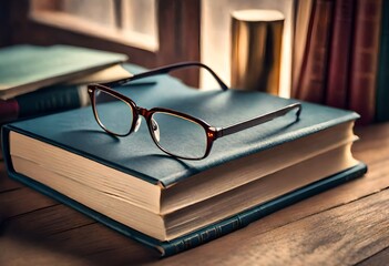 old books and glasses