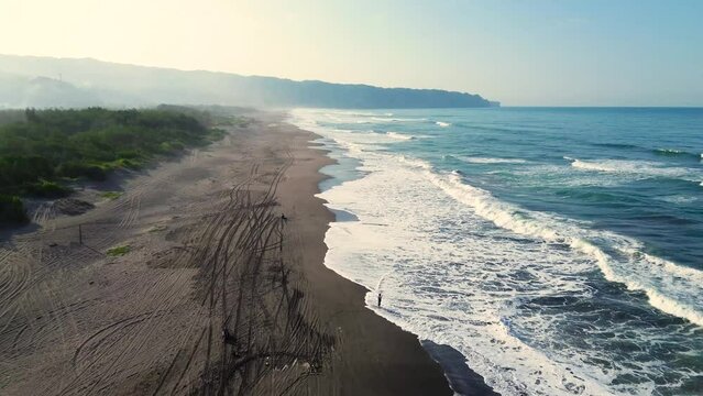 aerial view of parangtritis beach yogyakarta, indonesia