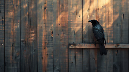 crow on the fence nature bird symbolism gothic folklore  creature storytelling with sunlight background