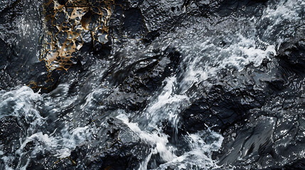 combination of water and volcanic rocks in a stream