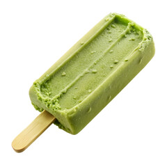 matcha ice cream bar, isolated, without light and shadow, on a white background.