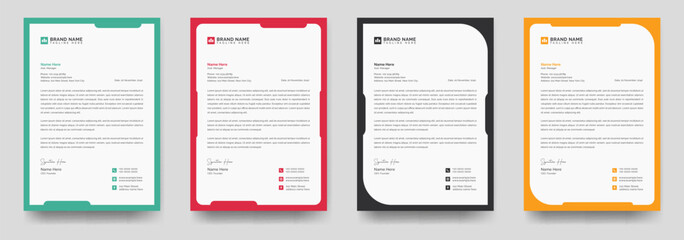 Corporate business and corporate letterhead template with various colors, Letterhead template in flat style, Modern company letterhead template design