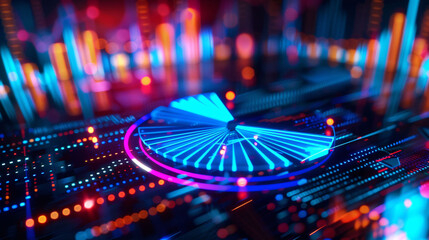 3D infographic pie chart element, statistical chart graphic 3D rendering
