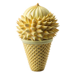 Durain ice cream cone, isolated, without light and shadow, on a white background.