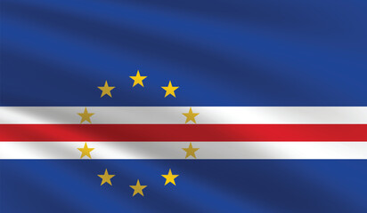 National Flag of Cape Verde. Cape Verde Flag. Waving Cape Verde flag.
