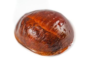 Immerse yourself in the rich texture and earthy hues of a single chestnut, a symbol of wholesome...