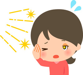 光が眩しくて目を細める女性