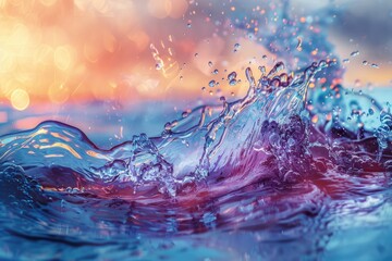 Water splash with colorful background.