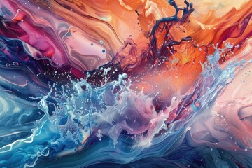 Splash of water on a colorful background. Abstract background