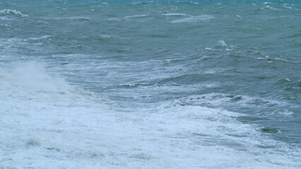 Powerful Sea Waves Are Crashing. Powerful Sea Tropical Hurricane. Static.