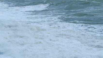 Powerful Stormy Sea Waves. Climate Change Effect On The Weather Crating Massive Sea Waves. Static.