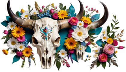 assisted buffalo beautifully decorated flowers ornate decor wallbull vector cow horns skull animal head horn bone skeleton cattle tattoo death dead illustration mammal wild gold symbol decoration art