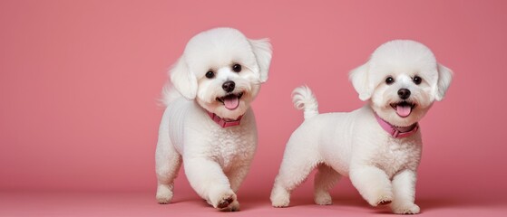 Obraz premium Portrait of cute joyful Bichon Frise . pet dog animal