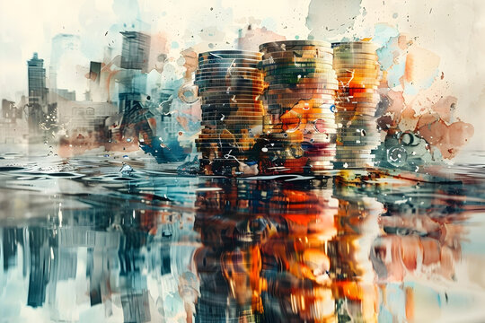 Once-Promising Venture Faces Liquidation Due to Inefficiency and Recession in Vibrant Cityscape Reflection