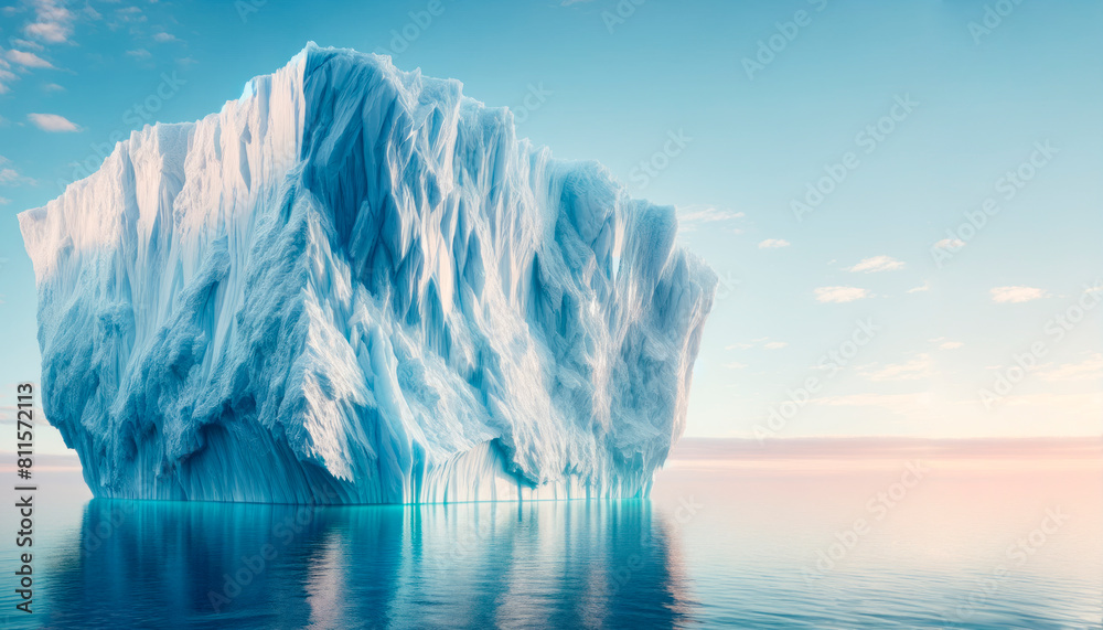 Aufkleber majestic iceberg floating on calm sea under serene sky, depicting nature's tranquility and the conce