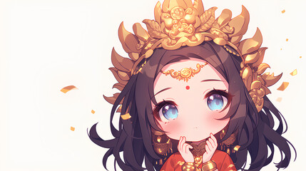 Indonesian chibi anime girl wearing traditional Balinese