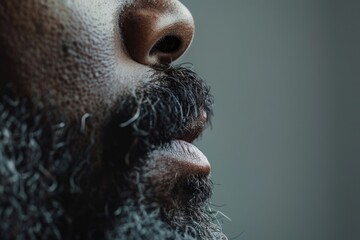 Close up portrait of african american man with beard and mustache