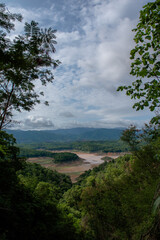 View of the lake where the water has started to dry up.