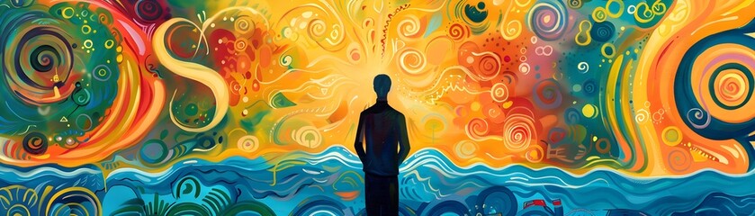 Resilient Survivor Surrounded by Symbols of Strength and Determination Overcoming Adversity