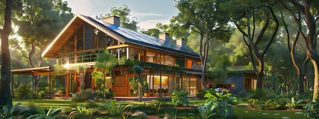 Fototapeta premium Green Living: Solar Powered Homes