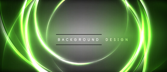 Neon circles shining on a black background, resembling a logo with a font made of liquid gas. The circles mimic terrestrial plant shapes, reminiscent of macro photography of grass rims