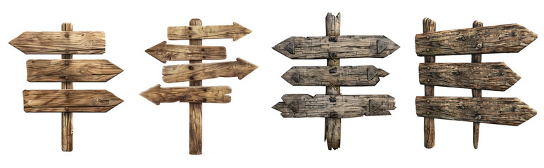 Fototapeta premium Empty Rustic Wooden Sign Board on Transparent Background