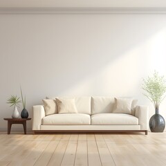 Modern contemporary living room in minimal style. Generative AI.
