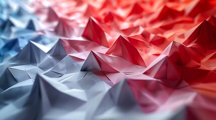 An abstract origami version of the US flag, with geometric paper folds simplifying the flag into minimalist shapes and sharp angles.