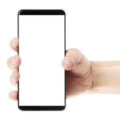 Hand with smartphone cut out