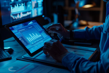 Businessman analyzing financial data.