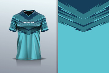 T-shirt mockup with abstract stripe line jersey design for football, soccer, racing, esports, running, in green color