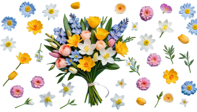 international flat top beautiful bouquet greeting lay view women card spring day table pastel flowers blue flower woman mother banner aroma border frame floral summer pattern design greenery