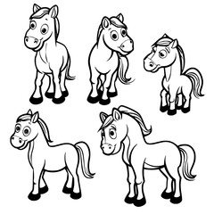 Baby Horse SVG, Horse SVG, Horse Clipart, Doodle Animal SVG, Doodle Horse SVG, Cute Horse SVG, Horse PNG, Horse Vector, Jungle Animal SVG, Cute Baby Horse SVG, Horse Outline SVG, Kids Coloring SVG, Nu