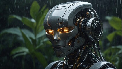 Fototapeta premium robot under rain