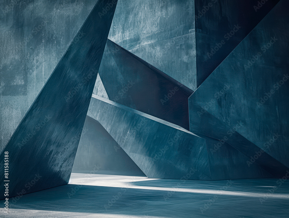 Poster Abstract geometric shapes with a modern design on a dark textured background, suitable for branding mockups. Generative AI