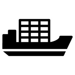 Cargo Ship Icon in Solid Style