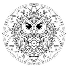Owl Mandala, Bird Mandala, Owl, Owl Clipart, Owl SVG, Mandala PNG, Mandala SVG, Cricut Mandala, Mandala Clipart, Mandala Owl, Bird	,Bird svg, Line Art Prints, design, vector, illustration, pattern, ic