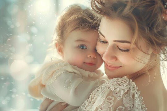 Happy Mother and her child created with Generative AI