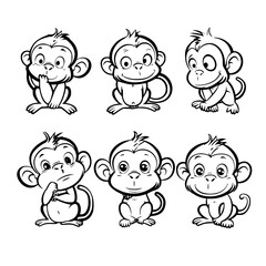 Baby Monkey SVG, Monkey Svg, Monkey Clipart, Doodle Animal Svg, Doodle Monkey Svg, Cute Monkey Svg, Monkey Png, Monkey Vector, Jungle Animal Svg, Cute Baby Monkey Svg, Monkey Outline Svg, Kids Colorin