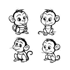 Baby Monkey SVG, Monkey Svg, Monkey Clipart, Doodle Animal Svg, Doodle Monkey Svg, Cute Monkey Svg, Monkey Png, Monkey Vector, Jungle Animal Svg, Cute Baby Monkey Svg, Monkey Outline Svg, Kids Colorin