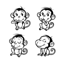 Baby Monkey SVG, Monkey Svg, Monkey Clipart, Doodle Animal Svg, Doodle Monkey Svg, Cute Monkey Svg, Monkey Png, Monkey Vector, Jungle Animal Svg, Cute Baby Monkey Svg, Monkey Outline Svg, Kids Colorin
