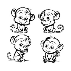 Baby Monkey SVG, Monkey Svg, Monkey Clipart, Doodle Animal Svg, Doodle Monkey Svg, Cute Monkey Svg, Monkey Png, Monkey Vector, Jungle Animal Svg, Cute Baby Monkey Svg, Monkey Outline Svg, Kids Colorin