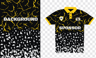 Sublimation polo t shirt jersey design thunder electric pattern black white yellow crack pattern sports soccer basketball hockey baseball rugby cricket running cycling player jersey
