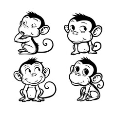 Baby Monkey SVG, Monkey Svg, Monkey Clipart, Doodle Animal Svg, Doodle Monkey Svg, Cute Monkey Svg, Monkey Png, Monkey Vector, Jungle Animal Svg, Cute Baby Monkey Svg, Monkey Outline Svg, Kids Colorin