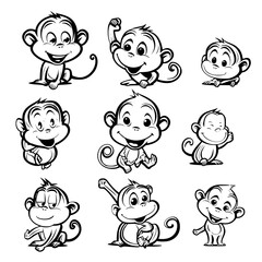 Baby Monkey SVG, Monkey Svg, Monkey Clipart, Doodle Animal Svg, Doodle Monkey Svg, Cute Monkey Svg, Monkey Png, Monkey Vector, Jungle Animal Svg, Cute Baby Monkey Svg, Monkey Outline Svg, Kids Colorin