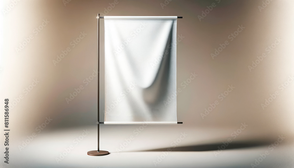 Aufkleber A blank roll-up banner display on a soft gradient background, ideal for branding and presentation mockups. Generative AI